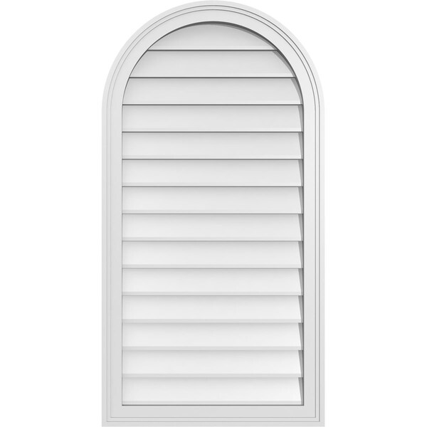 Ekena Millwork Round Top Surface Mount PVC Gable Vent w/ 2"W x 1-1/2"P Brickmould Frame, 22"W x 42"H GVPRT22X4202SN - main